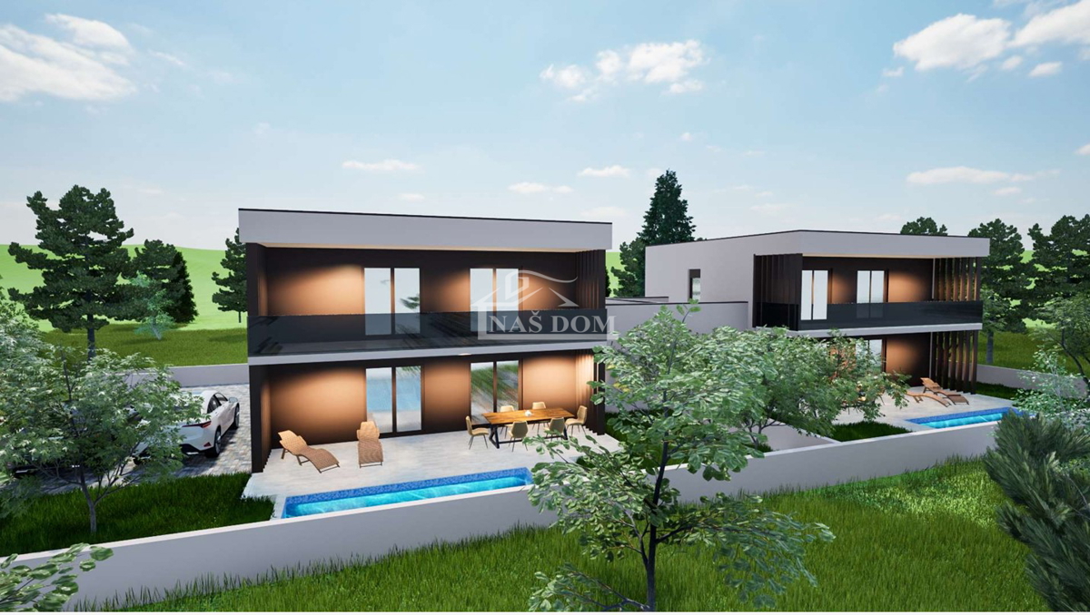 Vodice - NOVOGRADNJA S2 hiša z bazenom, garažo, 800 m od plaže