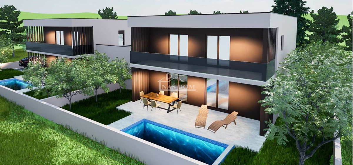 Vodice - NOVOGRADNJA S2 hiša z bazenom, garažo, 800 m od plaže