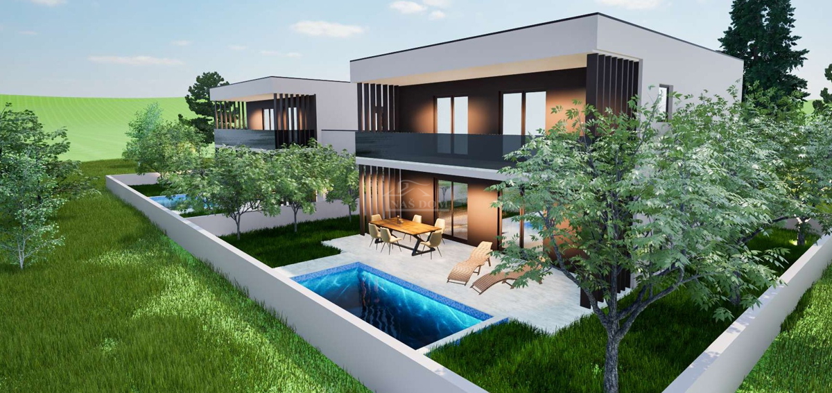 Vodice - NOVOGRADNJA S2 hiša z bazenom, garažo, 800 m od plaže