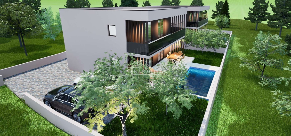 Vodice - NOVOGRADNJA S2 hiša z bazenom, garažo, 800 m od plaže