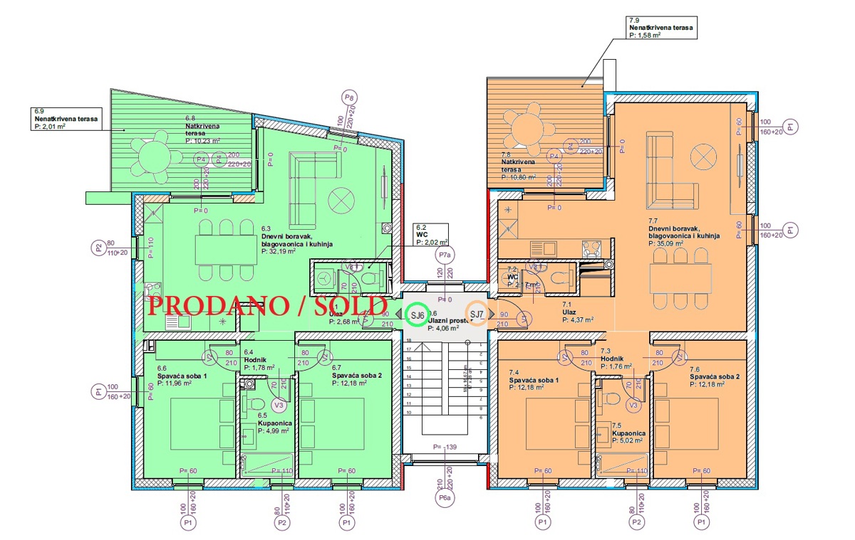 Moderno stanovanje S7 z razgledom na morje – novogradnja blizu plaže in centra Vodic