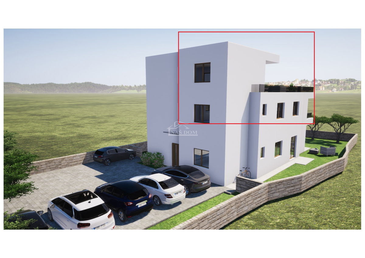 Tribunj, Sovlje - stanovanje s strešno teraso, pogled na morje