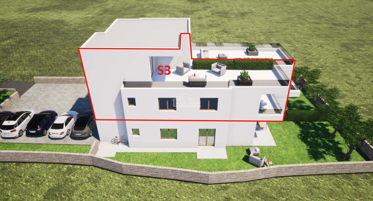 Tribunj, Sovlje - stanovanje s strešno teraso, pogled na morje
