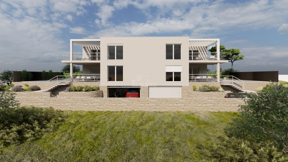 Vodice - **NOVOGRADNJA** S1 hiša s bazenom, pogled na morje