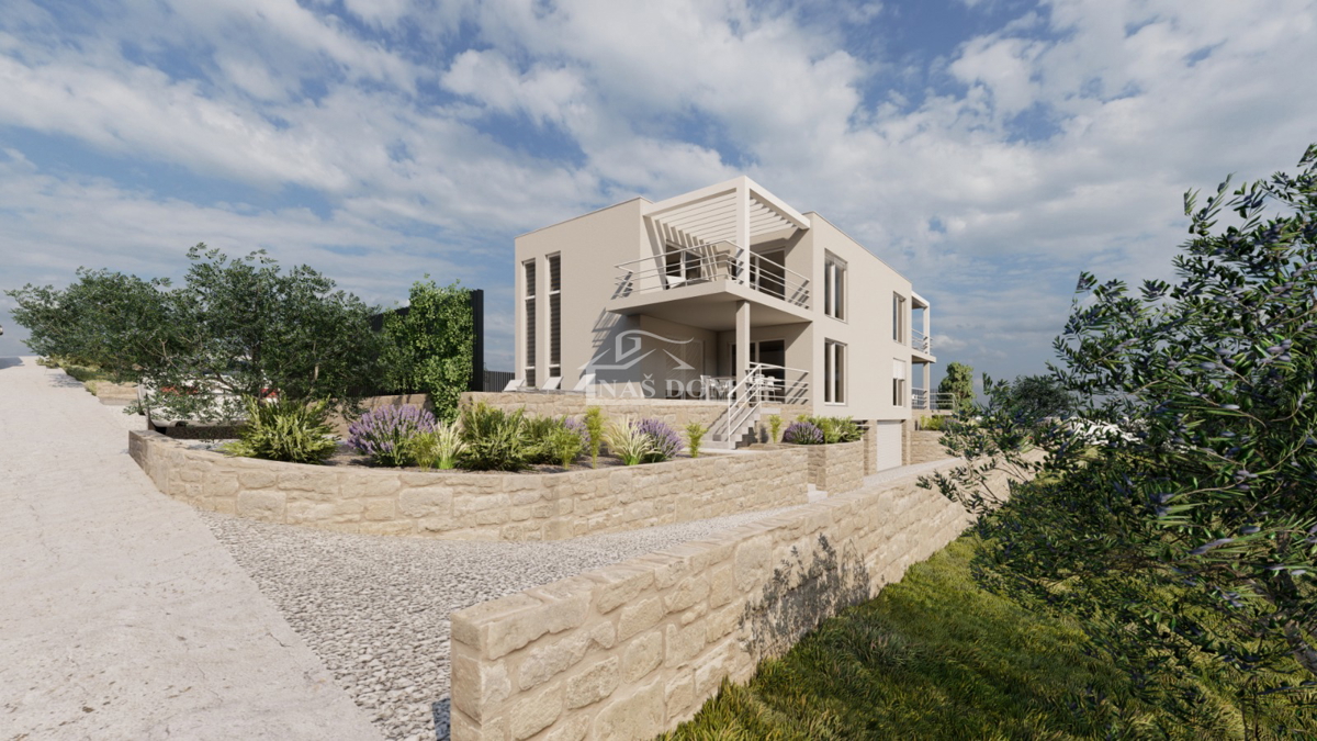 Vodice - **NOVOGRADNJA** S1 hiša s bazenom, pogled na morje