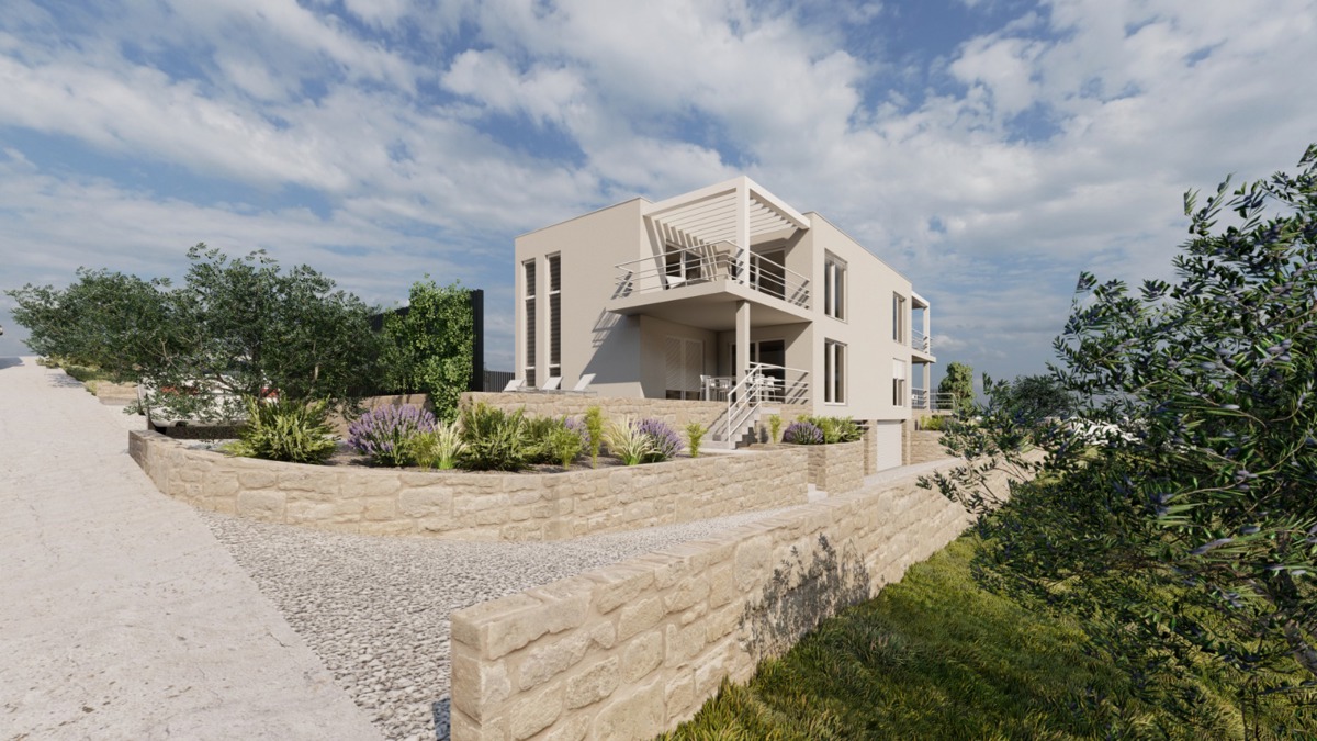 Vodice - **NOVOGRADNJA** S1 hiša s bazenom, pogled na morje