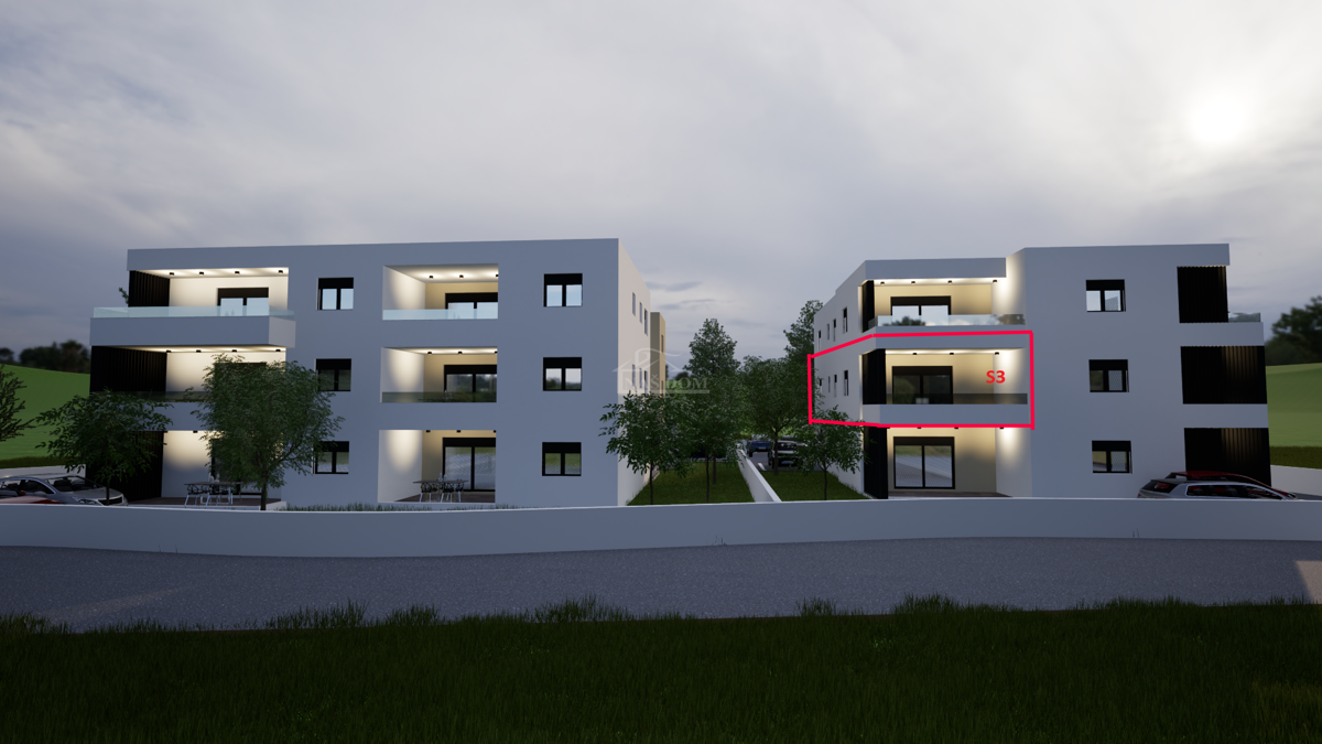 Vodice _**NOVOGRADNJA** S3 stanovanje, I. nadstropje, pogled na morje