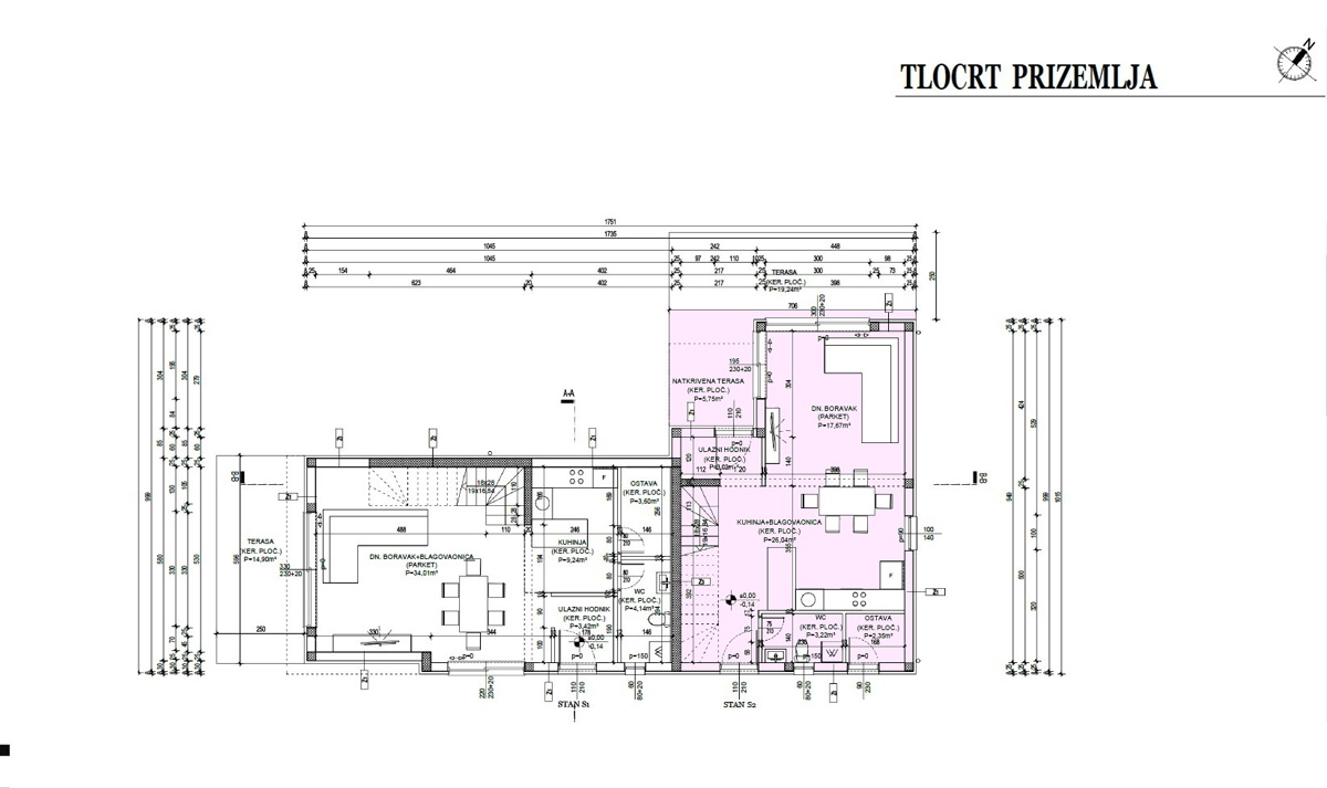 Srima, Vodice - Dvojna hiša S2 z bazenom v bližini plaže