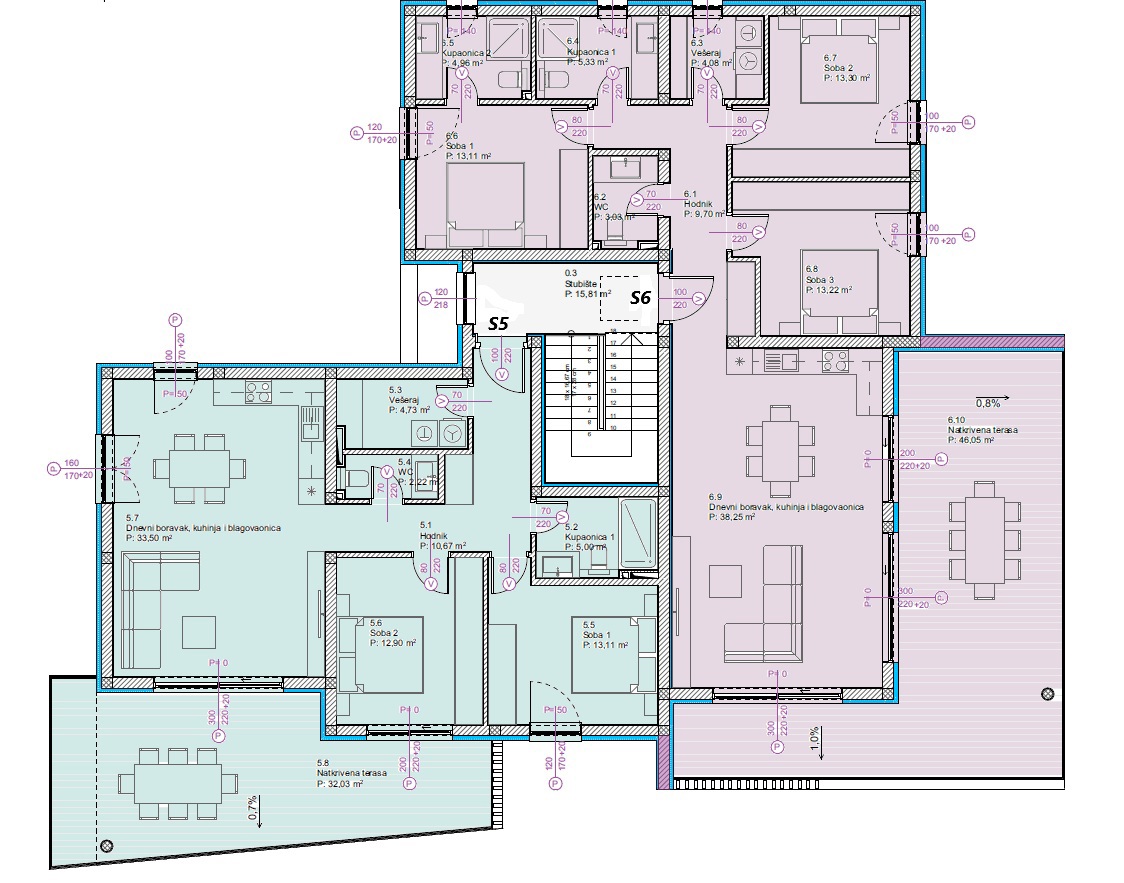Luksuzno dvoprostorsko stanovanje S1 z veliko zemljiščem v Tribunju – 250 m od morja