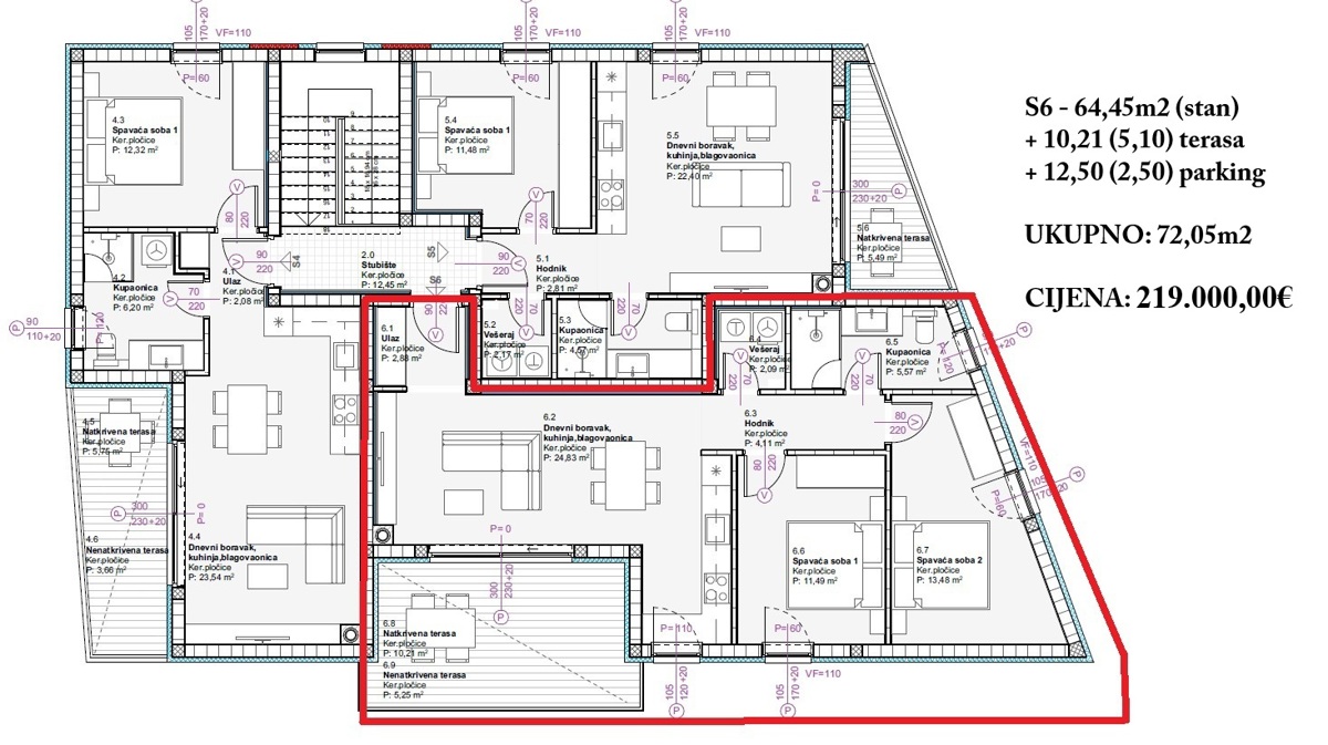 Vodice - enosobno stanovanje S1 v prvem nadstropju, 900 m od plaže