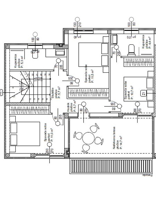 Vodice - Dvojna hiša S1 z bazenom in strešno teraso