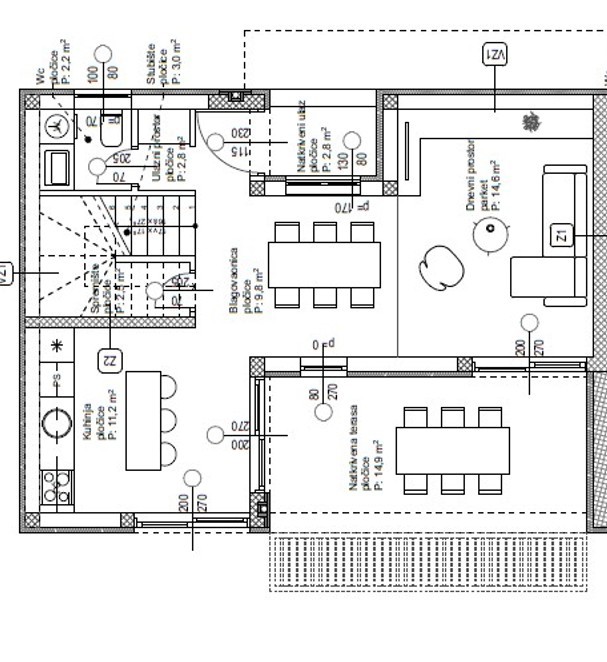 Vodice - Dvojna hiša S1 z bazenom in strešno teraso