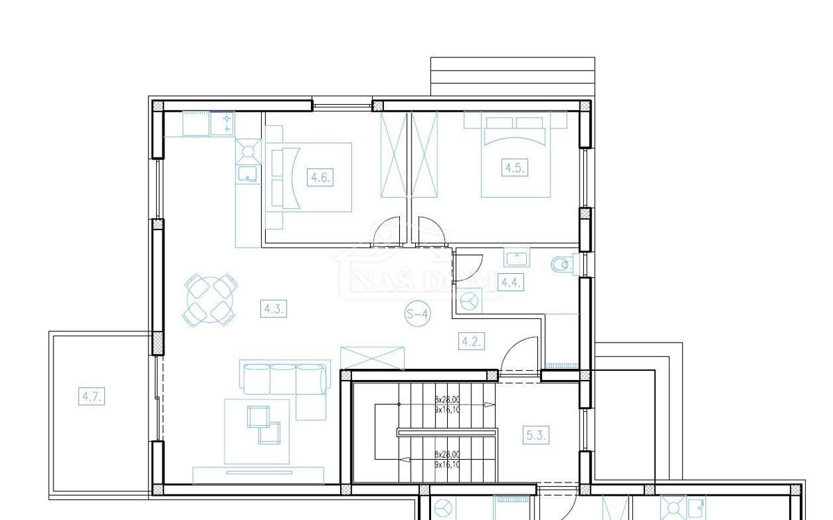 Vodice - **NOVOGRADNJA** stan s dvije spavaće sobe, 79,13 m2, I kat, 700 m od centra