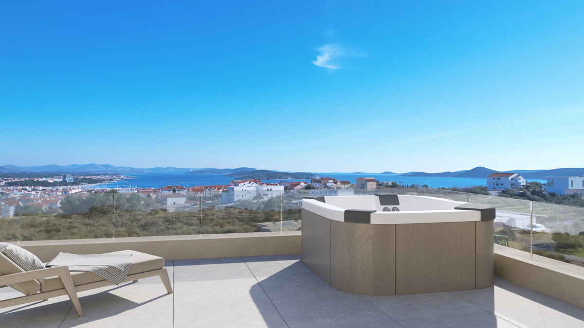 Vodice - Luksuzna dvojna kuća S2 s panoramskim pogledom na morje