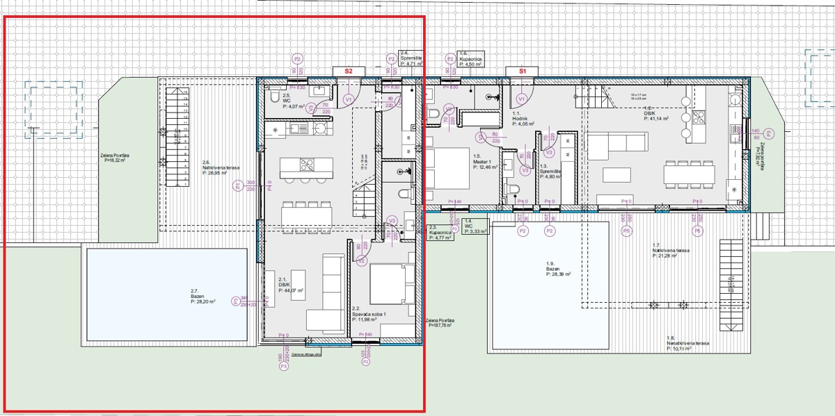 Vodice - Luksuzna dvojna kuća S2 s panoramskim pogledom na morje
