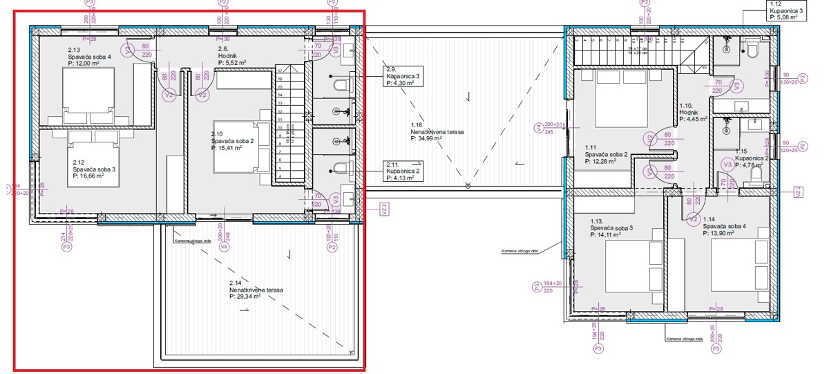 Vodice - Luksuzna dvojna kuća S2 s panoramskim pogledom na morje