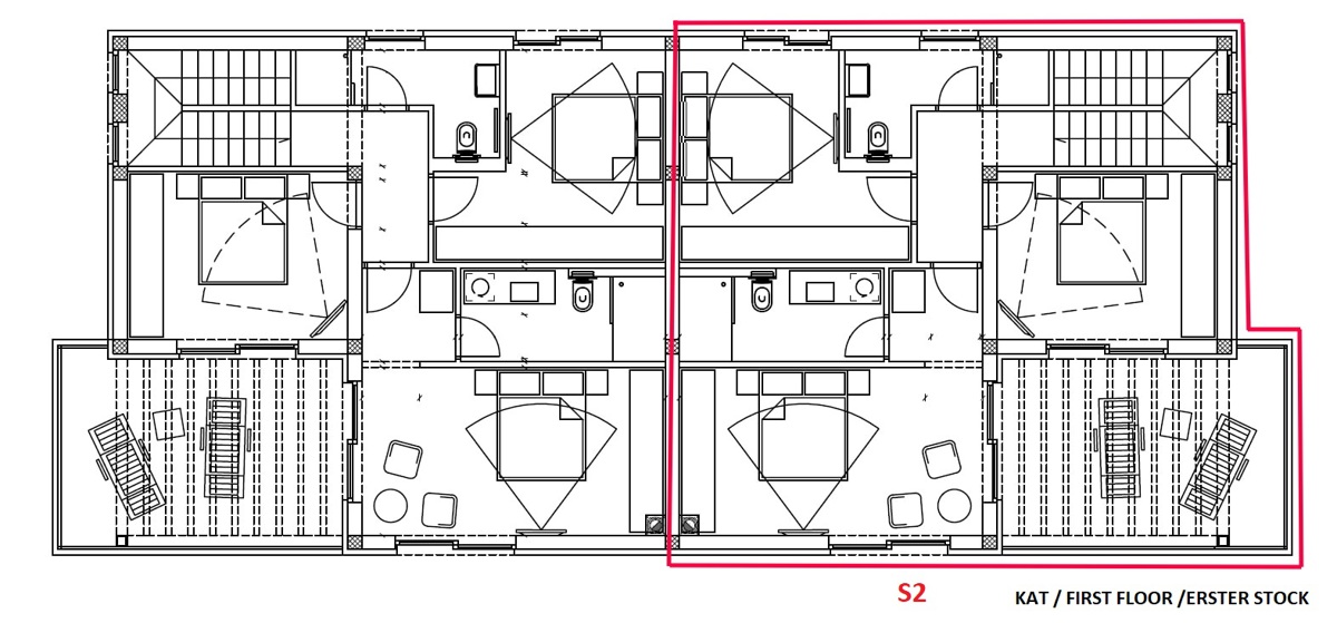 Vodice - dvojna hiša S2 s bazenom, pogled na morje