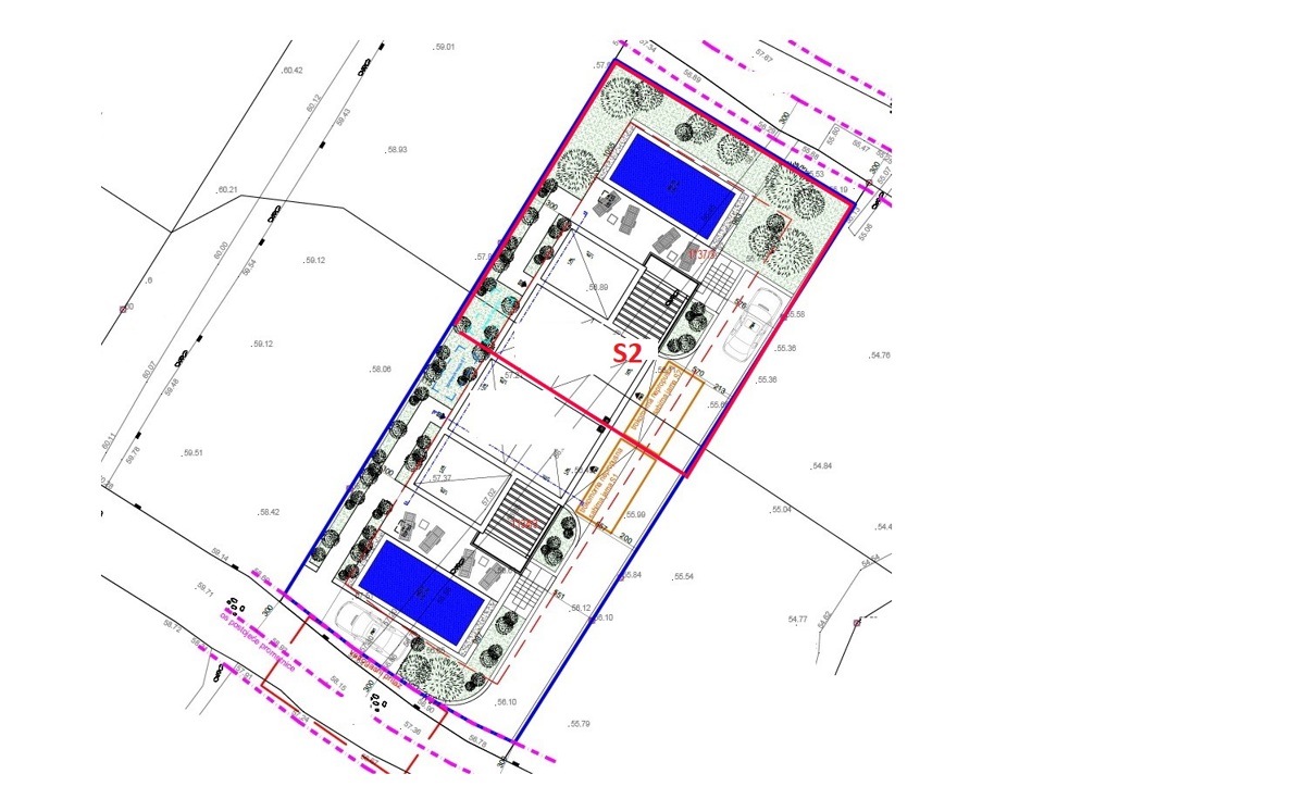 Vodice - dvojna hiša S2 s bazenom, pogled na morje