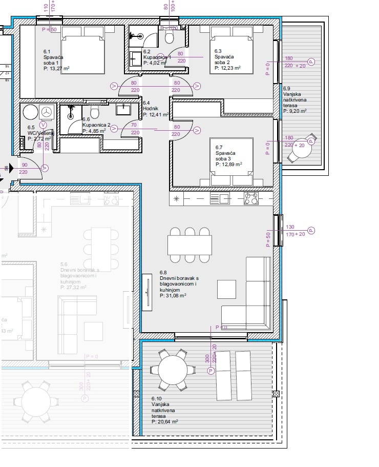 Vodice - Komfortno stanovanje S6 s tremi spalnicami, čudovit pogled na morje - NOVO