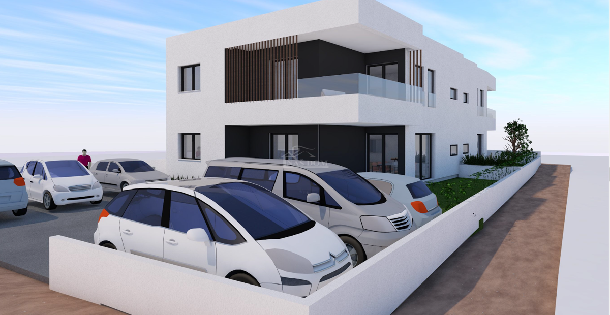 Vodice - **NOVOGRADNJA** S4 stan s tri spalnice, I kat manjše zgradbe