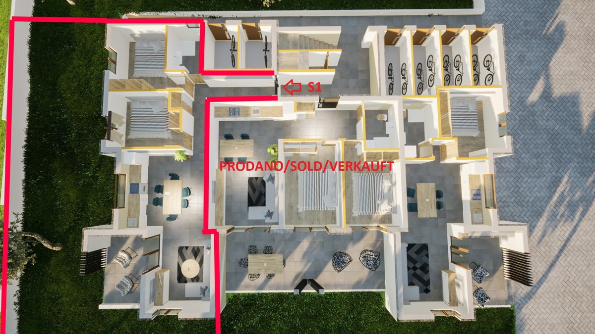 Vodice-*NOVOGRADNJA* S1 stanovanje z vrtom, 500 m od centra