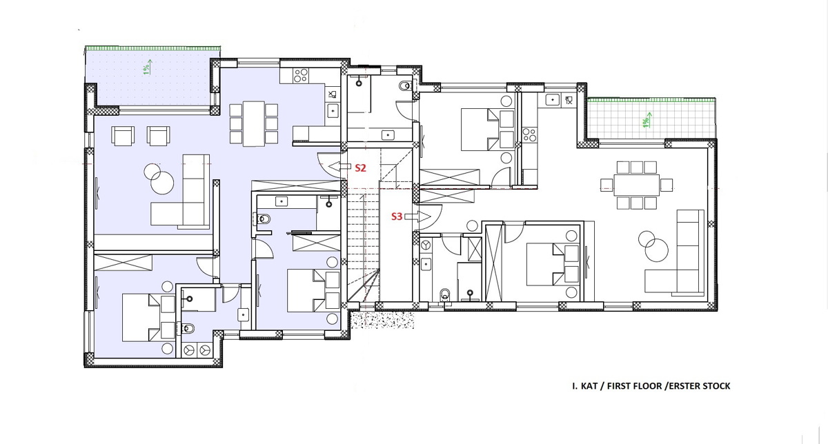 Vodice - NOVOGRADNJA stanovanja z razgledom na morje, 400 m od plaže
