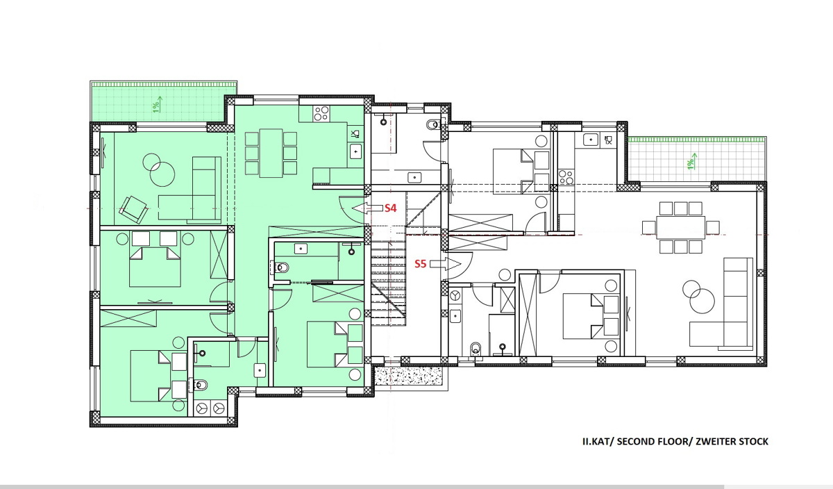 Vodice - NOVOGRADNJA stanovanja z razgledom na morje, 400 m od plaže