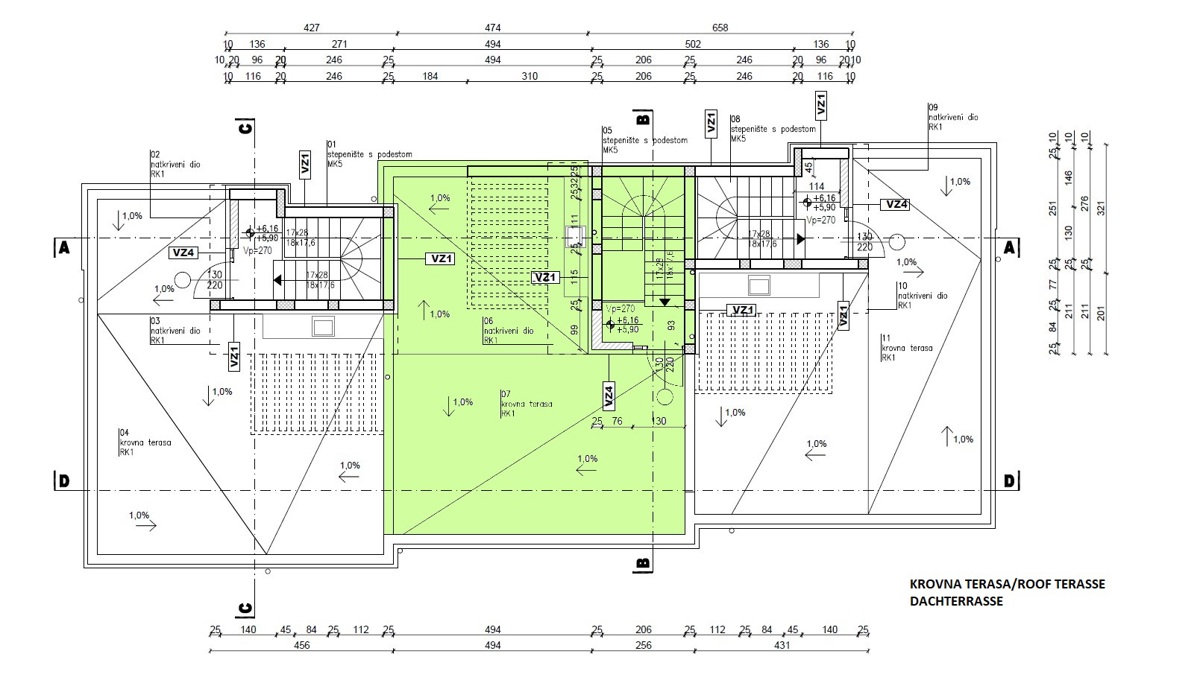 Srima, Vodice - 2-sobno stanovanje s strešno teraso v novogradnji