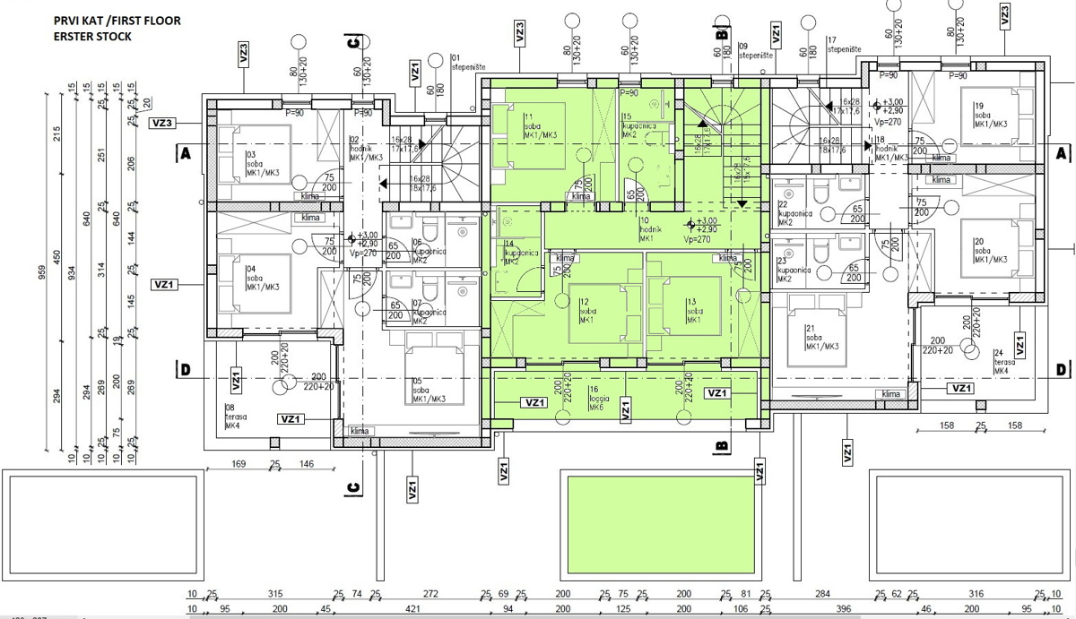 Srima, Vodice - 2-sobno stanovanje s strešno teraso v novogradnji