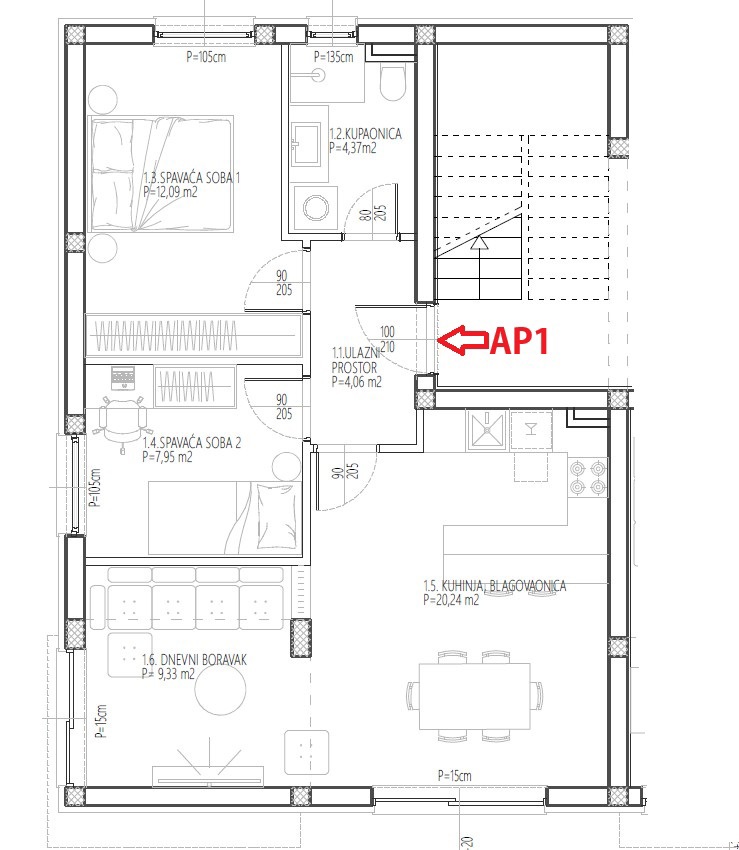Vodice - PP1, dve spalnici, pritličje z vrtom