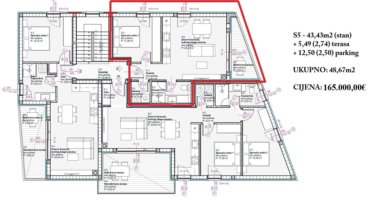 Vodice - Stanovanja v novogradnji, odlična lokacija, 900 m od plaže