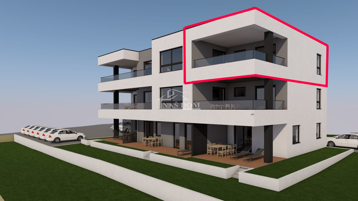 Vodice - **NOVOGRADNJA** *POGLED NA MORJE** S6 stan 2S+DB, 550 m od centra