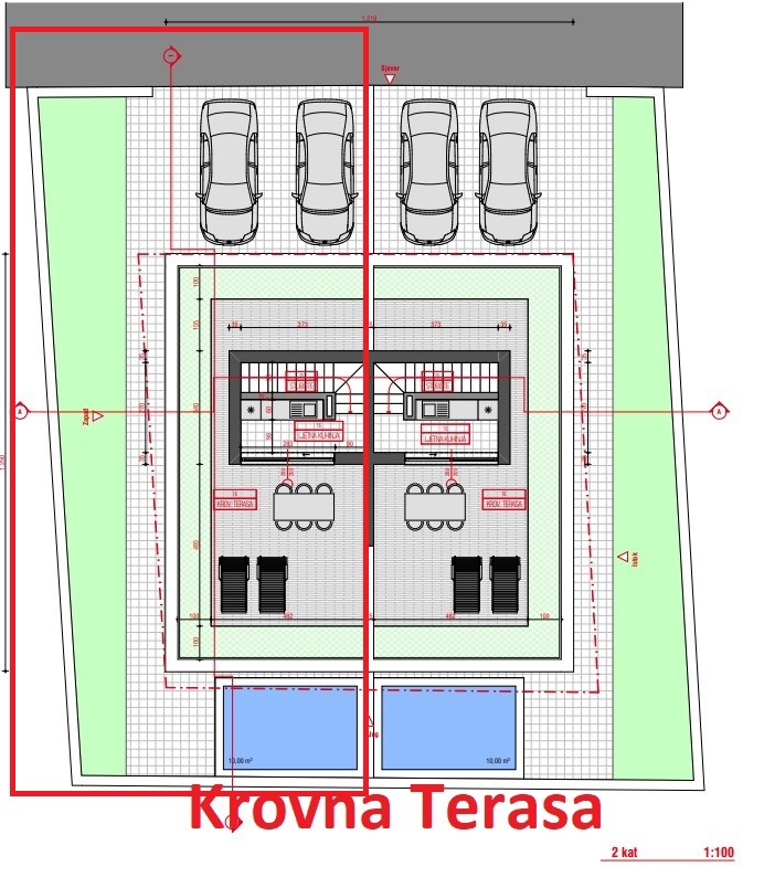 Vodice - dvojna hiša s bazenom, 550 m do centra