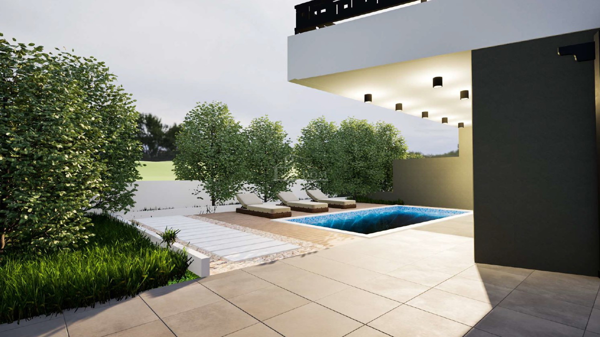 Vodice - NOVOGRADNJA Dvojna hiša s bazenom, 700 m od centra