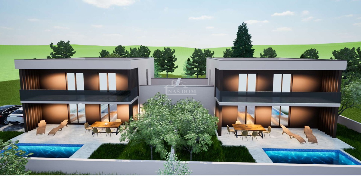 Vodice - NOVOGRADNJA - S1 hiša z bazenom in garažo, 650 m od centra