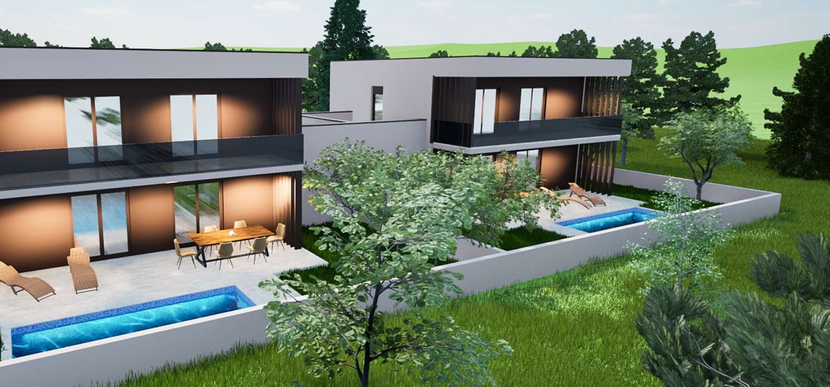 Vodice - NOVOGRADNJA - S1 hiša z bazenom in garažo, 650 m od centra