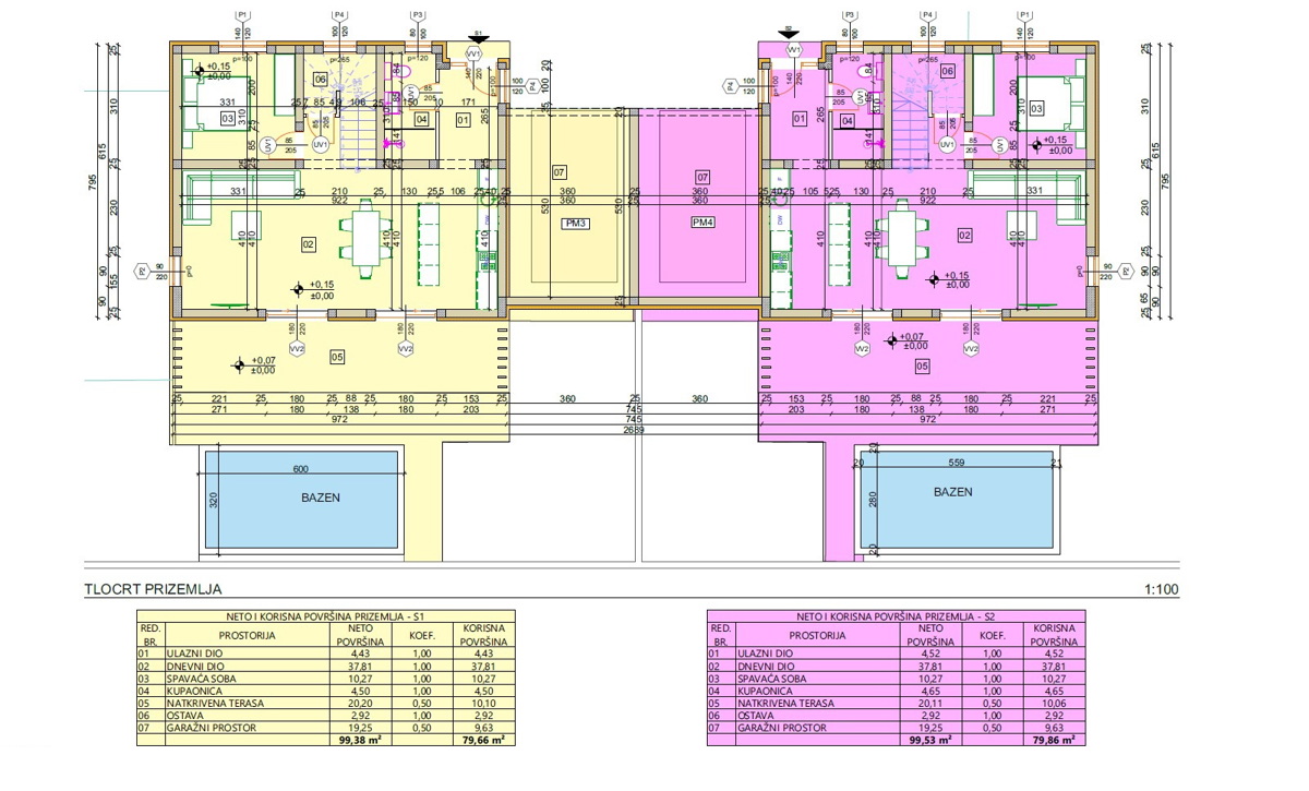 Vodice - NOVOGRADNJA S1 hiša z bazenom in garažo, 650 m od centra