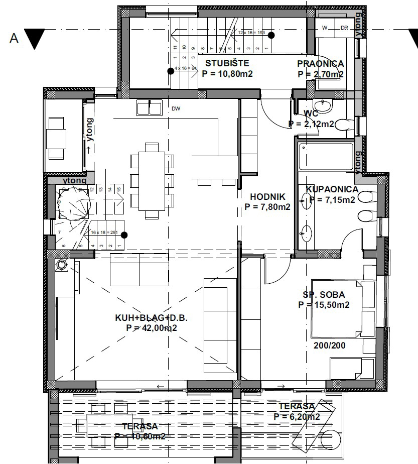 VODICE – GRADBENO ZEMLJIŠČE 583 m², 150 m OD PLAŽE, ZAČETO GRADBENJE