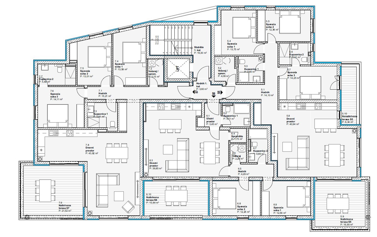 Vodice - Luksuzno stanovanje S9 z dvema spalnicama, dvigalo, pogled na morje, drugo nadstropje
