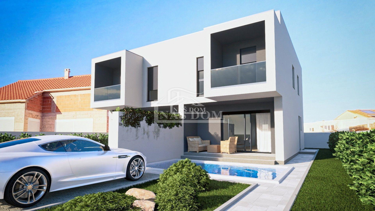 Vodice - **NOVOGRADNJA** S2 kuća s bazenom na mirni lokaciji