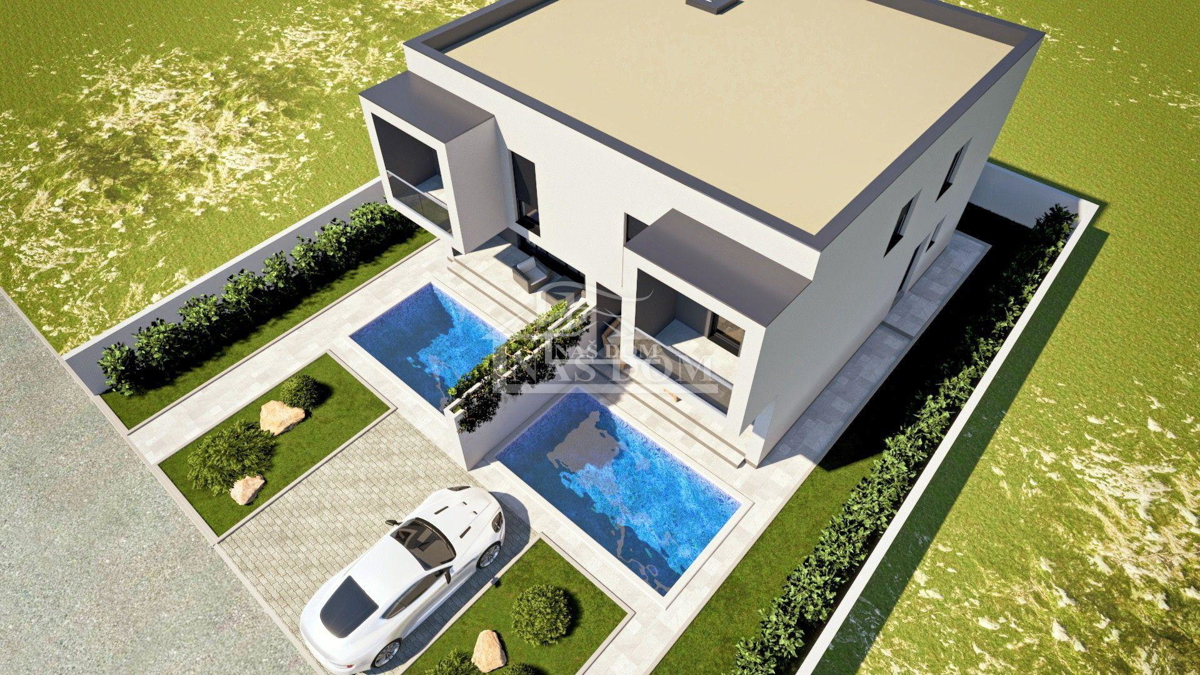 Vodice - **NOVOGRADNJA** S2 kuća s bazenom na mirni lokaciji