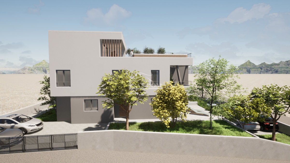 Vodice - **NOVOGRADNJA** S4 stan s krovno teraso, pogled na morje