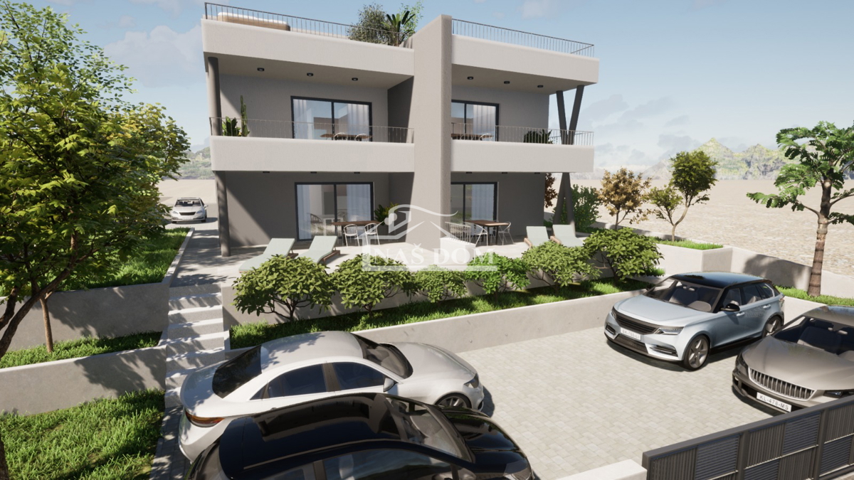 Vodice - **NOVOGRADNJA** S4 stan s krovno teraso, pogled na morje