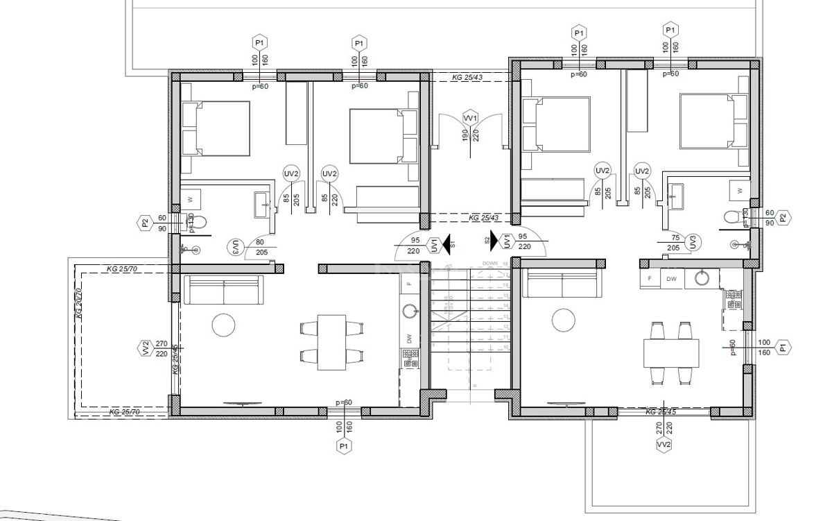 Gradbeno zemljišče s projektom za 4 stanovanjske enote – 550 m od plaže, Srima