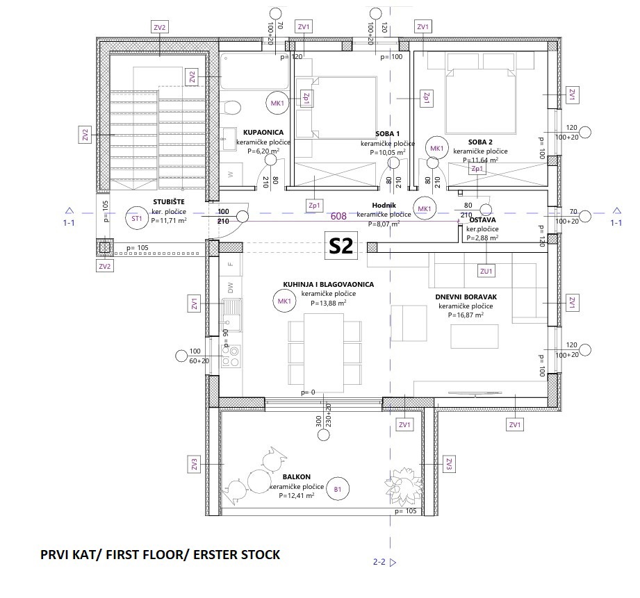Vodice **PREDPRODAJA** *NOVOGRADNJA* S2 stanovanje v prvem nadstropju