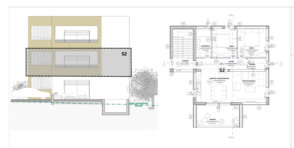 Vodice **PREDPRODAJA** *NOVOGRADNJA* S2 stanovanje v prvem nadstropju
