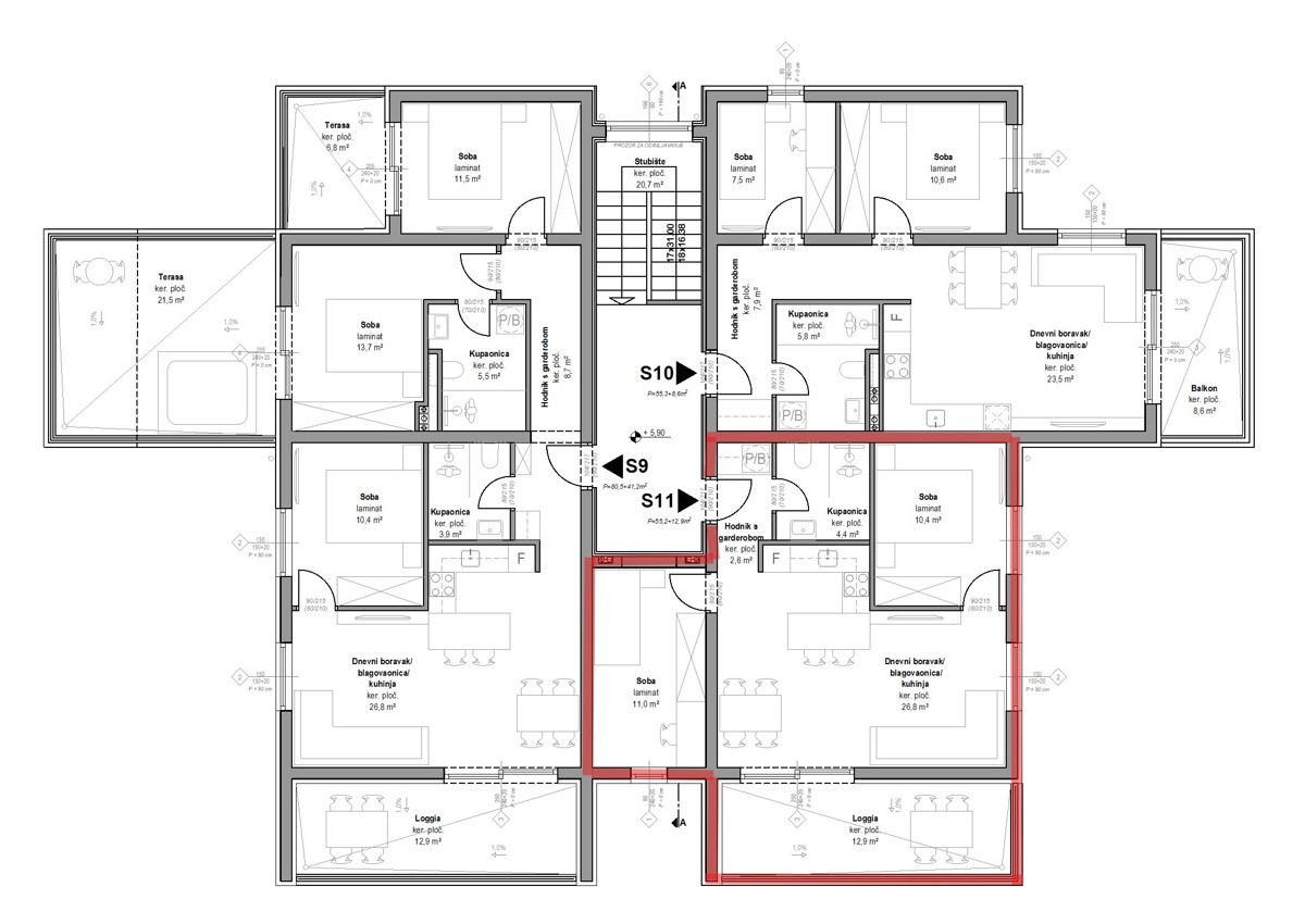 Vodice - predprodaja - stanovanje 62,43 m2, 2. nadstropje, pogled na morje