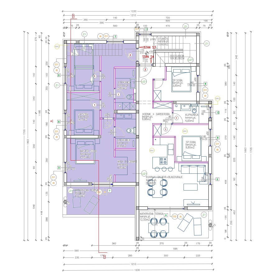 Vodice - NOVOGRADNJA - S3 dvoetažni stan s pogledom na morje