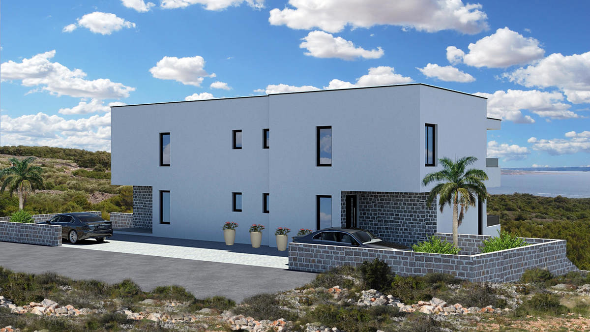 Vodice - **NOVOGRADNJA** S1 Hiša s bazenom, pogled na morje