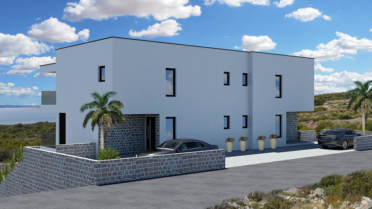 Vodice - **NOVOGRADNJA** S1 Hiša s bazenom, pogled na morje